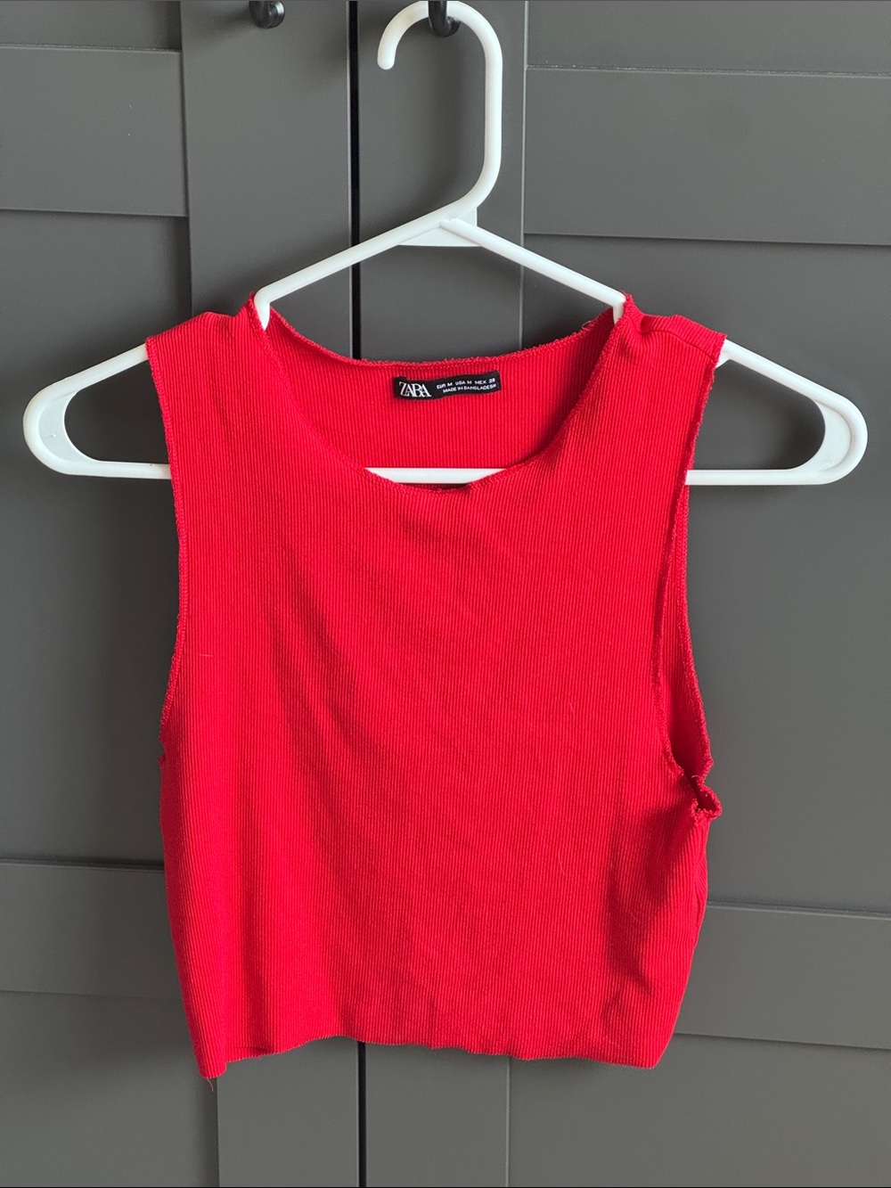Zara Vibrant Red Ribbed Crop Tank